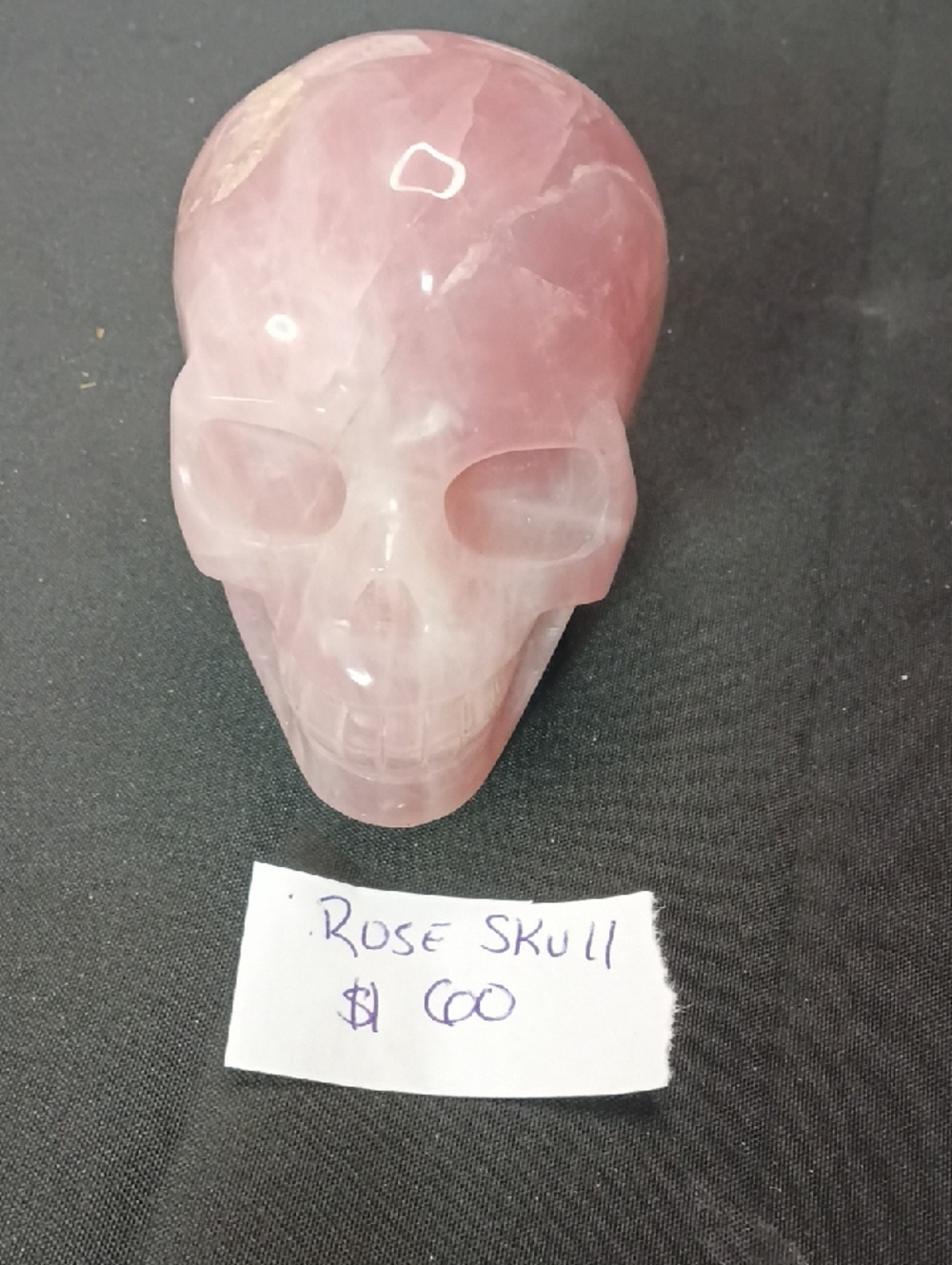 Hand-Carved Rose Quartz Skull Accent - Pink( SOLD)
